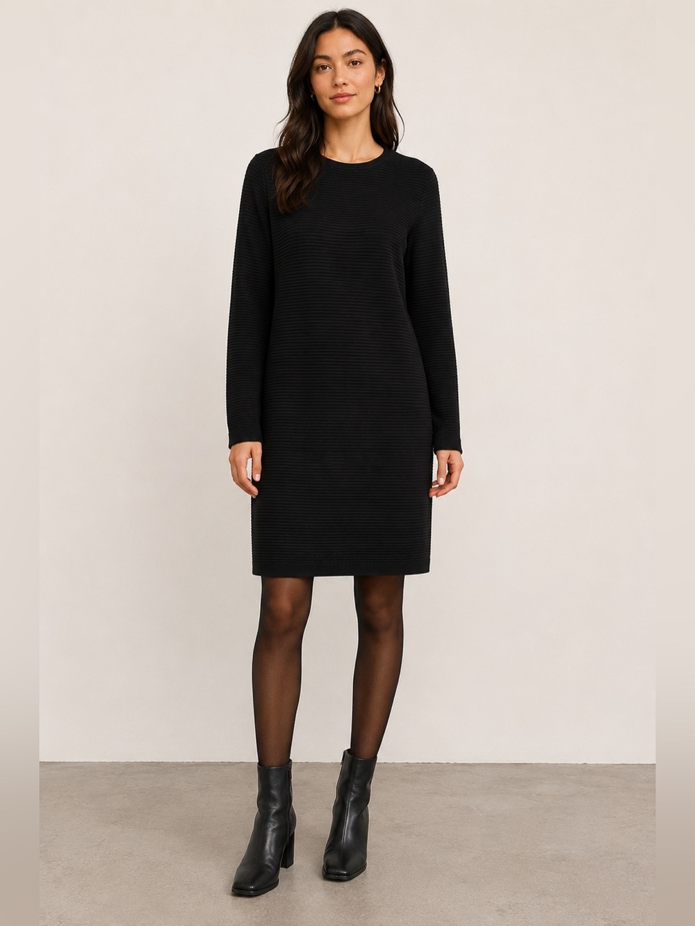 Wilfred Aritzia Silk Cashmere Ribbed Knit Sweater Dress | Black | XS